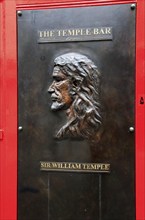 Sir William Temple plaque outside the Temple Bar pub, Dublin city centre, Ireland, Republic of