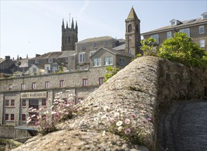 Historic buildings in town centre of Penzance, Cornwall, England, UK