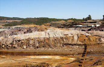 Lunar like despoiled landscape from opencast mineral extraction in the Minas de Riotinto mining