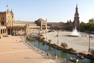 The Plaza de España, Seville, Spain built for the Ibero-American Exposition of 1929. It is a