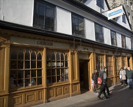 Greggs bakery shop in Abbeygate Street Bury St Edmunds, Suffolk, England, United Kingdom, Europe