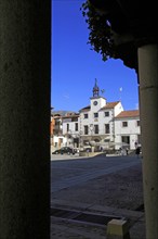 Traditional architecture Plaza Mayor, village of Cuacos de Yuste, La Vera, Extremadura, Spain,