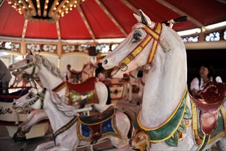 Animal figure, wooden horse, wooden horse in carousel, old, historic Oktoberfest, Oktoberfest,