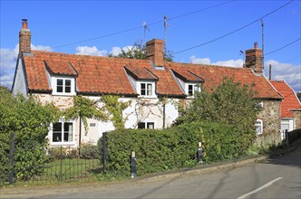 Attractive rural village cottages, Blaxhall, Suffolk, England, UK