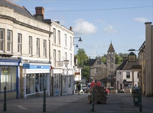 Pedestrianised shopping street in the town of Calne, Wiltshire, England, United Kingdom, Europe