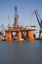 Stena Spey oil rig platform being repaired in Keppel Verome shipyard, Botlek, Port of Rotterdam,