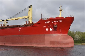 Cargo ship DSM Castor travelling through the Kiel Canal, Kiel Canal, Schleswig-Holstein, Germany,