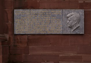 Memorial plaque and relief for John Fitzgerald Kennedy, Frankfurt St Paul's Church, Paulsplatz,