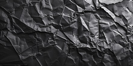 Black crumbled paper banner. KI generiert, generiert, AI generated