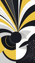 Abstract geometric shapes in yellow color accent to evoke feelings of fun and ease, AI generated