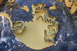 Swabian cuisine, Swabian Christmas biscuits, preparation of cookie cutters, shortbread biscuits,