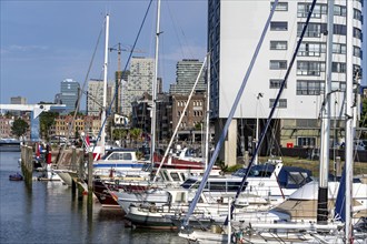 Rotterdam Marina, sports boat harbour, sailing boats, motor yachts, in the inland harbour,