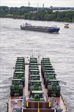 Rhine Ro-ro Service BV, vehicle freighter Dynamica, transports straight tractors, tractors, cargo