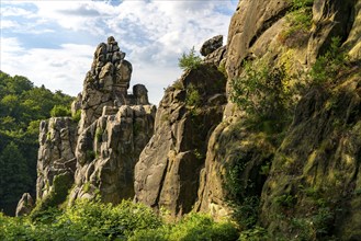 The Externsteine, a sandstone rock formation, in the Teutoburg Forest, near Horn-Bad Meinberg,