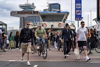 GVB ferries for pedestrians and cyclists across the river Ij, at Amsterdam Centraal station, free