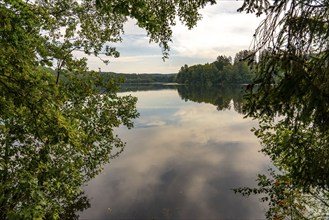 The Möhnesee, reservoir in the northern Sauerland, branch of the Hevesee, Kleine Schmalenau bay,