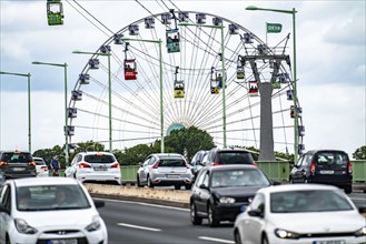 Rhine cable car, cable car over the Zoo Bridge, Giant Ferris Wheel at the Zoo, Cologne, North