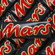 Mars chocolate bar as a square background