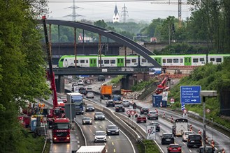 Motorway construction site, reconstruction of the Herne motorway junction, A42 and A43, new