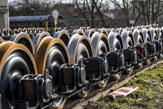 Wheelsets for railway vehicles, serviced and renewed, Herne, North Rhine-Westphalia, Germany,