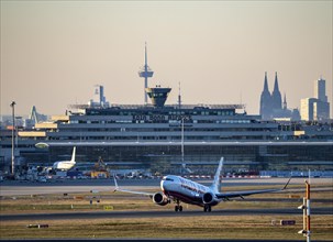 Malta Air aircraft taking off from Cologne-Bonn Airport, North Rhine-Westphalia, Germany, Europe