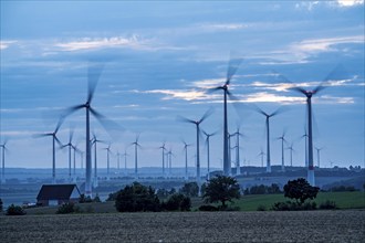 Wind farm, south of the village of Helmern, belongs to Bad Wünnenberg, Paderborn district, OWL,