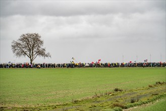 Demonstration against the demolition of the lignite village of Lützerath, from the village of