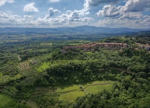 Aerial view of the landscape around Monteleone d'Orvieto, an Italian municipality in the province