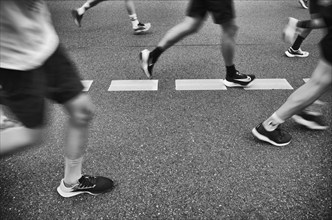 Athletics, running, runners, marathon, black and white, Stuttgart Run 2024, Stuttgart,