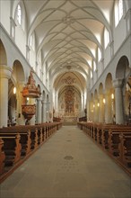 Interior view with pulpit, paintings, decorations, magnificent, Minster, Our Lady, Constance,