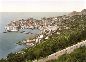 Ragusa, now Dubrovnik, from the East, Dalmatia, Croatia, Austro-Hungary, digitally restored