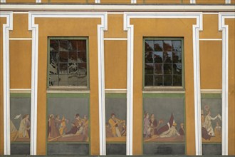 Wall paintings, exterior walls, Thorvaldsen Museum, Copenhagen, Denmark, Europe