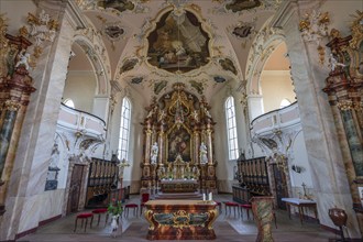 Chancel of the baroque St Martin's Church, Riegel am Kaiserstuhl, Baden-Württemberg, Germany,