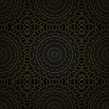 Geometric gold lace seamless pattern. Arabic tile lattice vector background.