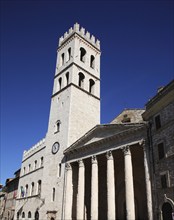 Santa Maria sopra Minerva and Temple of Minerva, Assisi, Umbria, Italy, Europe