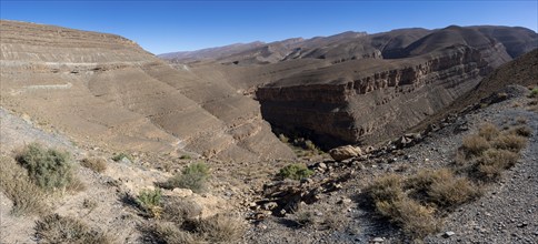 Canyon-like river valley, Gorges du Dades, Dades Gorge, Tamellalt, Morocco, Africa