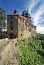 Kriebstein Castle, hilltop castle or Spornburg from the late Middle Ages on the River Zschopau,