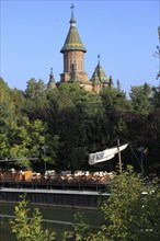 Banat, Timisoara, Timisoara, tower of the Romanian Orthodox Cathedral near the Bega Canal, Romania,