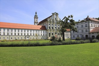 Facade of the Cistercian Abbey Church Fürstenfeld in Fürstenfeldbruck, Upper Bavaria, Bavaria,