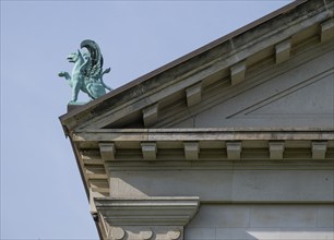 Bronze sculpture Griffin, detail of the Hirschsprung Collection building or Den Hirschsprungske