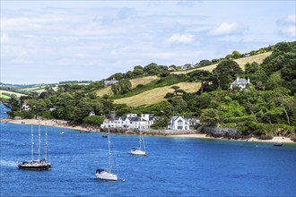 Boats and Yachts on Kingsbridge Estuary in Salcombe and Mill Bay, Batson Creek, Southpool Creek,