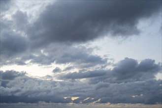 Dramatic sky over the North Sea, Lower Saxony Wadden Sea National Park, Norddeich, East Frisia,