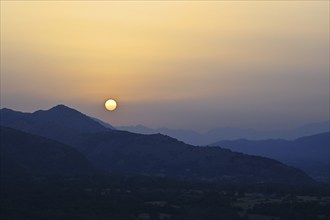 Sunset view of mountains, Sepino, Molise, Italy, Europe