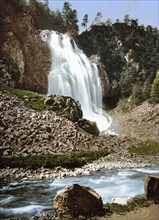 Espelandsfos, Odde, Odda, Hardangerfjord, Norway, View from 1885, Historical, digitally restored