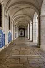 Church and Monastery of Sao Vicente de Fora, Cloister gallery with azulejo painted tiles, Lisbon,