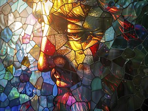 Lord Jesus Christ saint face in a stained glass, AI generated