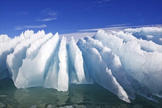 Ice formations in Norway, blue ice, ice spikes, Svalbard Spitsbergen, Lilliehooksfjorden, Norway,