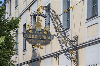 Wrought iron nose plate from the Julius-Spital wine taverns, Würzburg, Lower Franconia, Bavaria,