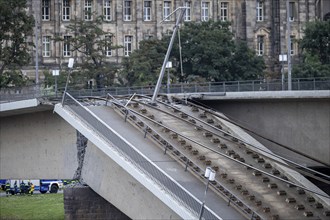 Fracture site on the Carola Bridge after the collapse of parts in Dresden, 11/09/2024