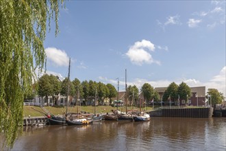 Carolinensiel museum harbour, berth for old flat-bottomed ships, Carolinensiel, East Frisia, Lower